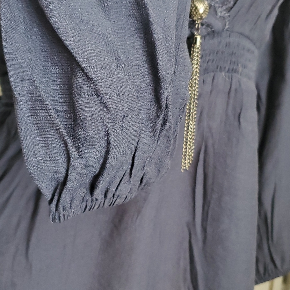 LAST ONE Spring 2021 Blue Lace V Neck Top - Picture 4 of 14